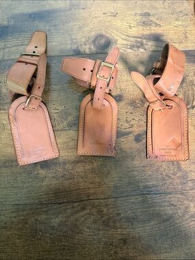 Louis Vuitton Tan Leather Luggage Tag Trio